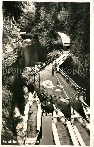 AK / Ansichtskarte Herrnskretschen_Boehmen Bootsstation Edmundsklamm Elbsandsteingebirge 