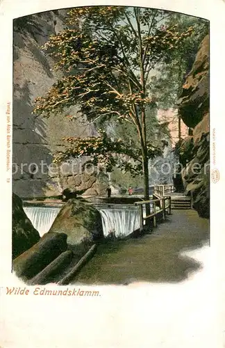 AK / Ansichtskarte Herrnskretschen_Boehmen Wilde Edmundsklamm Wasserfall Elbsandsteingebirge 