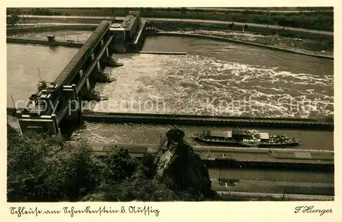 AK / Ansichtskarte Aussig_Tschechien Elbe Schleuse am Schreckenstein Aussig Tschechien