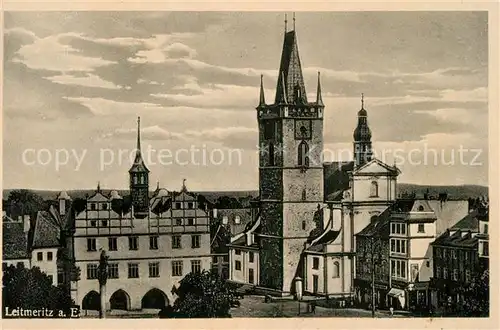 AK / Ansichtskarte Leitmeritz_Litomerice_Nordboehmen Rathaus Kirche Leitmeritz_Litomerice