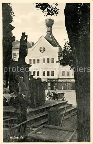 AK / Ansichtskarte Leitmeritz_Litomerice_Nordboehmen Marktplatz Denkmal Leitmeritz_Litomerice