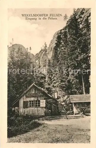 AK / Ansichtskarte Wekelsdorf_Teplice_nad_Metuji Wekelsdorfer Felsen Huette Wekelsdorf_Teplice