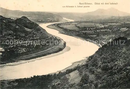 AK / Ansichtskarte Salesel_Tschechien Panorama Elbtal mit dem Lobosch vom Muellerstein aus gesehen Salesel_Tschechien