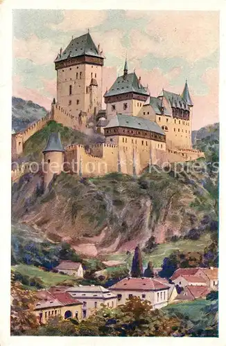 AK / Ansichtskarte Karluv_Tyn_Tschechien Burg Karlstejn Kuenstlerkarte Karluv_Tyn_Tschechien