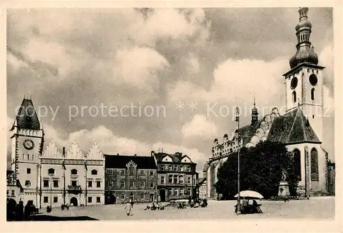 AK / Ansichtskarte Tabor_Suedboehmen Marktplatz Kirche Tabor Suedboehmen
