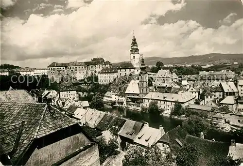 AK / Ansichtskarte Cesky_Krumlov Stadtbild mit Kirche Cesky Krumlov