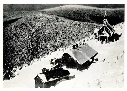 AK / Ansichtskarte Heidebruennl_Loucna_nad_Desnou Bergdorf mit Kirche Winterlandschaft 