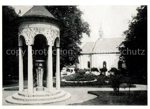AK / Ansichtskarte Maehrisch Schoenberg Schillerpark mit Barbarakirche Maehrisch Schoenberg