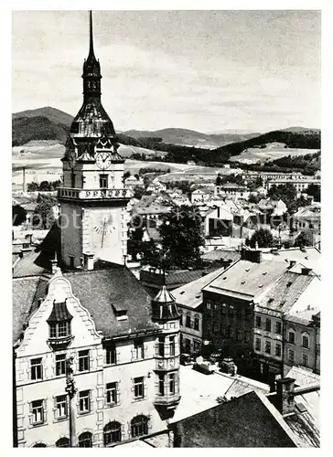 AK / Ansichtskarte Maehrisch Schoenberg Stadtpanorama mit Kirche Maehrisch Schoenberg