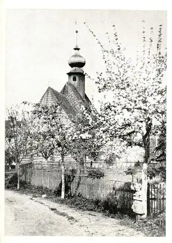 AK / Ansichtskarte Marschendorf_Tschechien Blick zur Kirche Baumbluete Marschendorf Tschechien