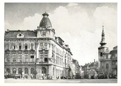 AK / Ansichtskarte Prerau_Tschechien Hauptplatz mit Hotel Staedtischer Hof und Pfarrkirche Prerau Tschechien