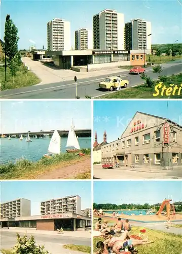 AK / Ansichtskarte Steti_Wegstaedtl Teilansichten Hochhaeuser Hotel Freibad Segeln Steti_Wegstaedtl