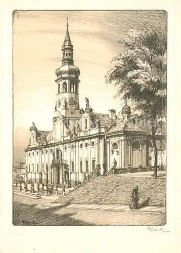 AK / Ansichtskarte Praha_Prahy_Prague Kirche Kubasta Kuenstlerkarte Nr. 3 Praha_Prahy_Prague