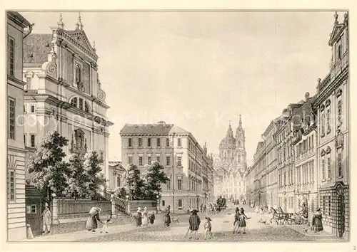 AK / Ansichtskarte Praha_Prahy_Prague Stadtansicht anno 1830 Morstadt Kuenstlerkarte Praha_Prahy_Prague