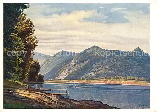 AK / Ansichtskarte Salesel_Tschechien Panorama Dubitzer Kirchlein Muellerstein Serie Das Schoene Elbtal Hirsch Kuenstlerkarte Salesel_Tschechien