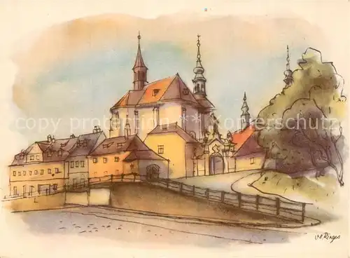 AK / Ansichtskarte Praha_Prahy_Prague Strahovsky klaster Strahov Kloster Ringes Kuenstlerkarte Praha_Prahy_Prague