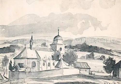 AK / Ansichtskarte Kamenicky_senov Kostelik Kirche Kracik Kuenstlerkarte Kamenicky senov