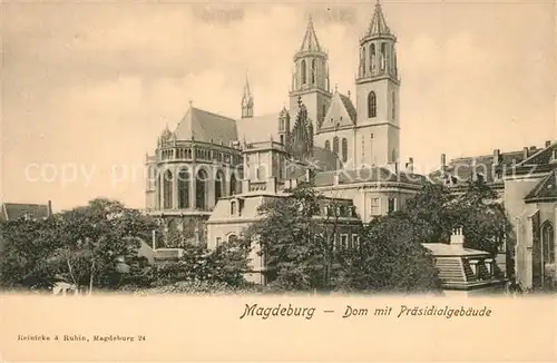 AK / Ansichtskarte Magdeburg Dom mit Pr?sidialgeb?ude Magdeburg
