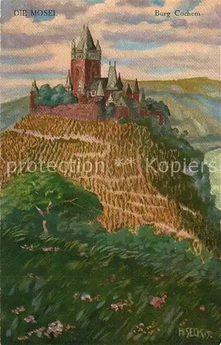 AK / Ansichtskarte Cochem_Mosel Burg Mosel K?nstlerkarte Cochem Mosel