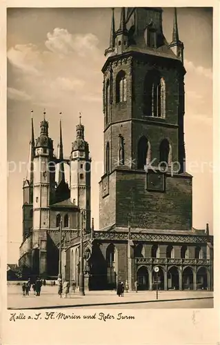 AK / Ansichtskarte Halle_Saale St. Marien und Roter Turm Halle_Saale