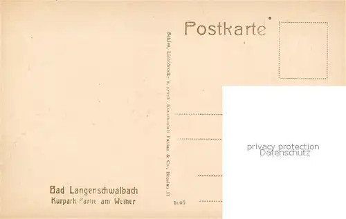 AK / Ansichtskarte Bad_Langenschwalbach Kurpark Partie am Weiher Bad_Langenschwalbach