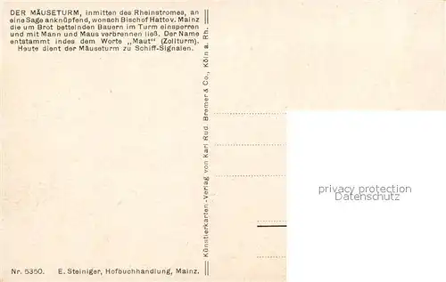 AK / Ansichtskarte Bingen_Rhein M?useturm K?nstlerkarte Bingen Rhein