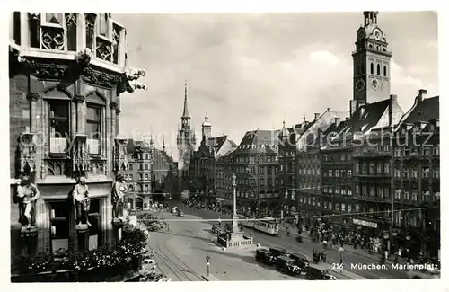 AK / Ansichtskarte Strassenbahn M?nchen Marienplatz 