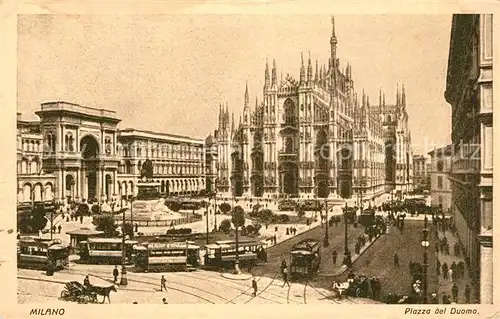 AK / Ansichtskarte Strassenbahn Milano Piazza del Duomo  
