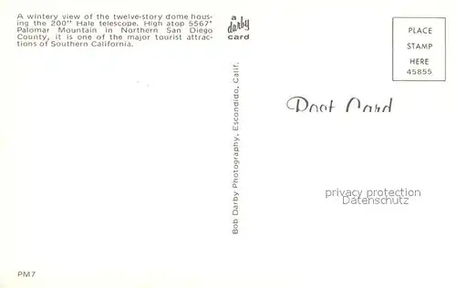 AK / Ansichtskarte Observatorium_Sternwarte_Urania Palomar Observatory San Diego County  