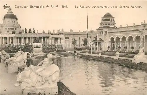 AK / Ansichtskarte Exposition_Universelle_Gand_1913 Fontaine Monumentale Section Francaise  