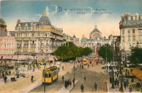 AK / Ansichtskarte Strassenbahn Antwerpen De Keyzerlei 