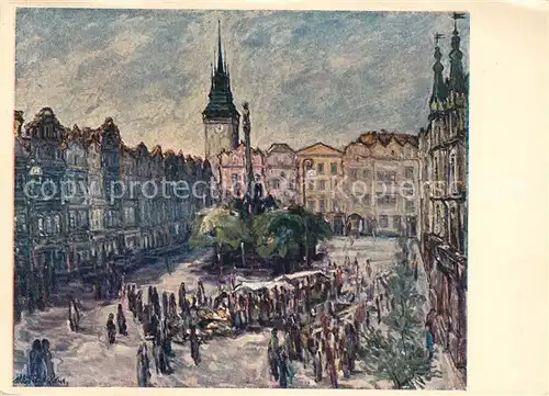 AK / Ansichtskarte Pardubice_Pardubitz Pardubicke namesti Oldrich Karel Kuenstlerkarte Pardubice Pardubitz