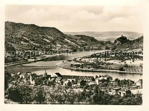 AK / Ansichtskarte Wannow Panorama mit Burgruine Schreckenstein Sudetenland Wannow