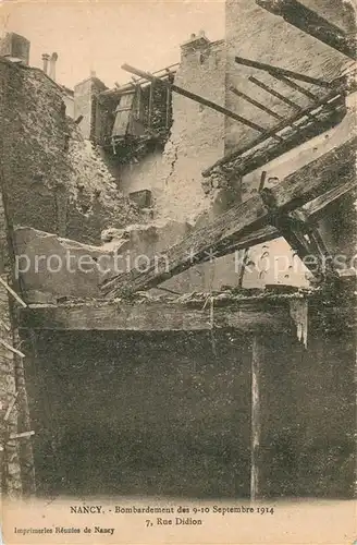 AK / Ansichtskarte Nancy_Lothringen Bombardement Septembre 1914 Rue Didion Nancy Lothringen