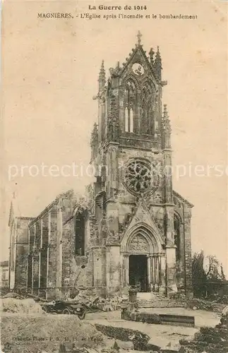 AK / Ansichtskarte Magnieres Eglise Bombardement Magnieres