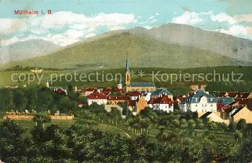 AK / Ansichtskarte Muellheim_Baden Ortsansicht mit Kirche Schwarzwald Muellheim_Baden