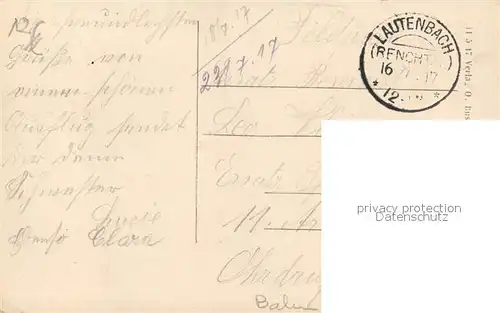 AK / Ansichtskarte Lautenbach_Renchtal Ortsansicht mit Kirche Gasthof Pension Zum Kreuz Schwarzwald Lautenbach Renchtal