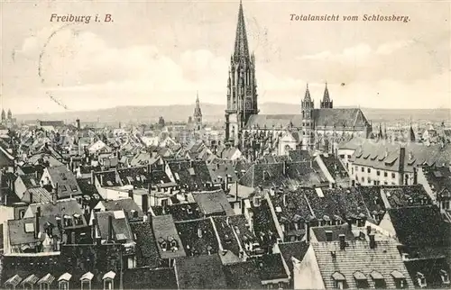 AK / Ansichtskarte Freiburg_Breisgau Totalansicht vom Schlossberg mit Blick zum Muenster Freiburg Breisgau