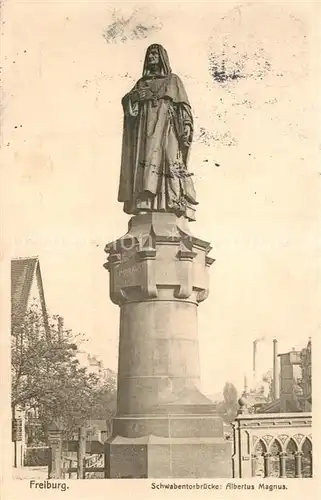 AK / Ansichtskarte Freiburg_Breisgau Schwabentorbruecke Albertus Magnus Statue Veltens Lichtdruck Ansichtskarten Freiburg Breisgau