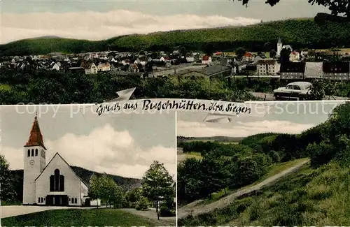 AK / Ansichtskarte Buschhuetten Gesamtansicht Kirche Landschaftspanorama Buschhuetten