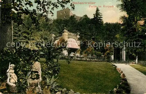 AK / Ansichtskarte Badenweiler Partie im Kurpark Burgruine Schwarzwald Badenweiler