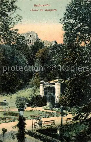 AK / Ansichtskarte Badenweiler Partie im Kurpark Burgruine Kurort im Schwarzwald Badenweiler