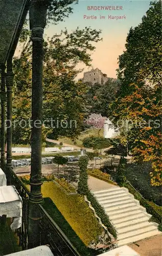 AK / Ansichtskarte Badenweiler Partie im Kurpark Burgruine Kurort im Schwarzwald Badenweiler