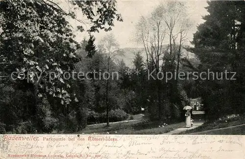 AK / Ansichtskarte Badenweiler Partie im Kurpark bei den Roemerbaedern Kurort im Schwarzwald Badenweiler