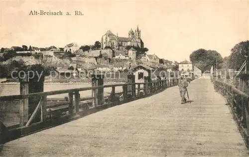 AK / Ansichtskarte Breisach_Rhein Schiffsbruecke Blick zum Muenster Breisach Rhein