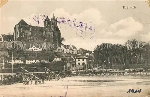 AK / Ansichtskarte Breisach_Rhein Rhein Schiffsbruecke Muenster Stempel geprueft Breisach Rhein