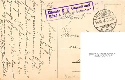 AK / Ansichtskarte Breisach_Rhein Rhein Schiffsbruecke Muenster Stempel geprueft Breisach Rhein