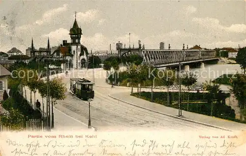 AK / Ansichtskarte Kehl_Rhein Rheinbruecke Strassenbahn Kehl_Rhein