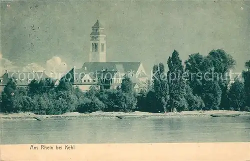 AK / Ansichtskarte Kehl_Rhein Blick ueber den Rhein zur Kirche Kehl_Rhein