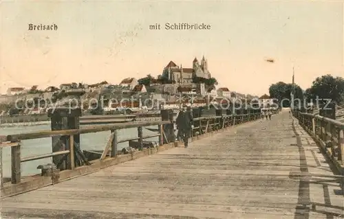 AK / Ansichtskarte Breisach_Rhein Schiffsbruecke Blick zum Muenster Breisach Rhein